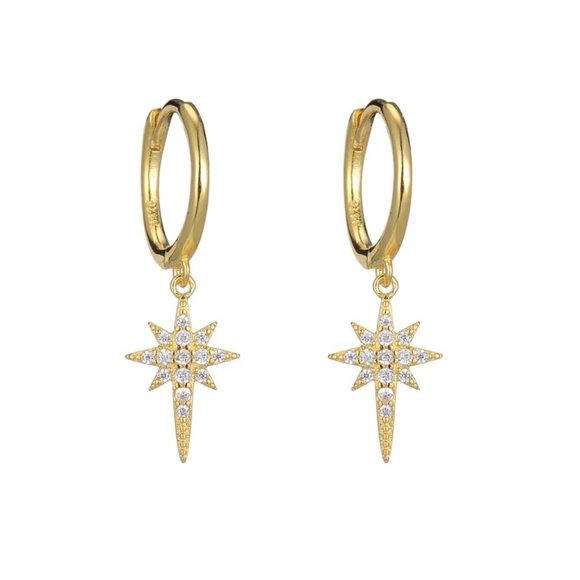S925 Star Huggie Hoop Earrings